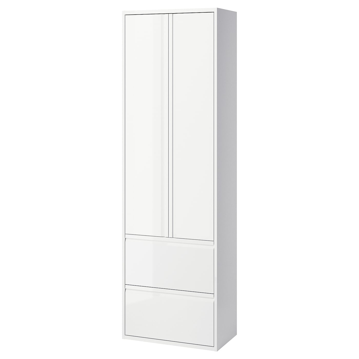 IKEA ÄNGSJÖN Hochschrank mit Türen/Schubladen Hochglanz weiß 60x35x195 cm