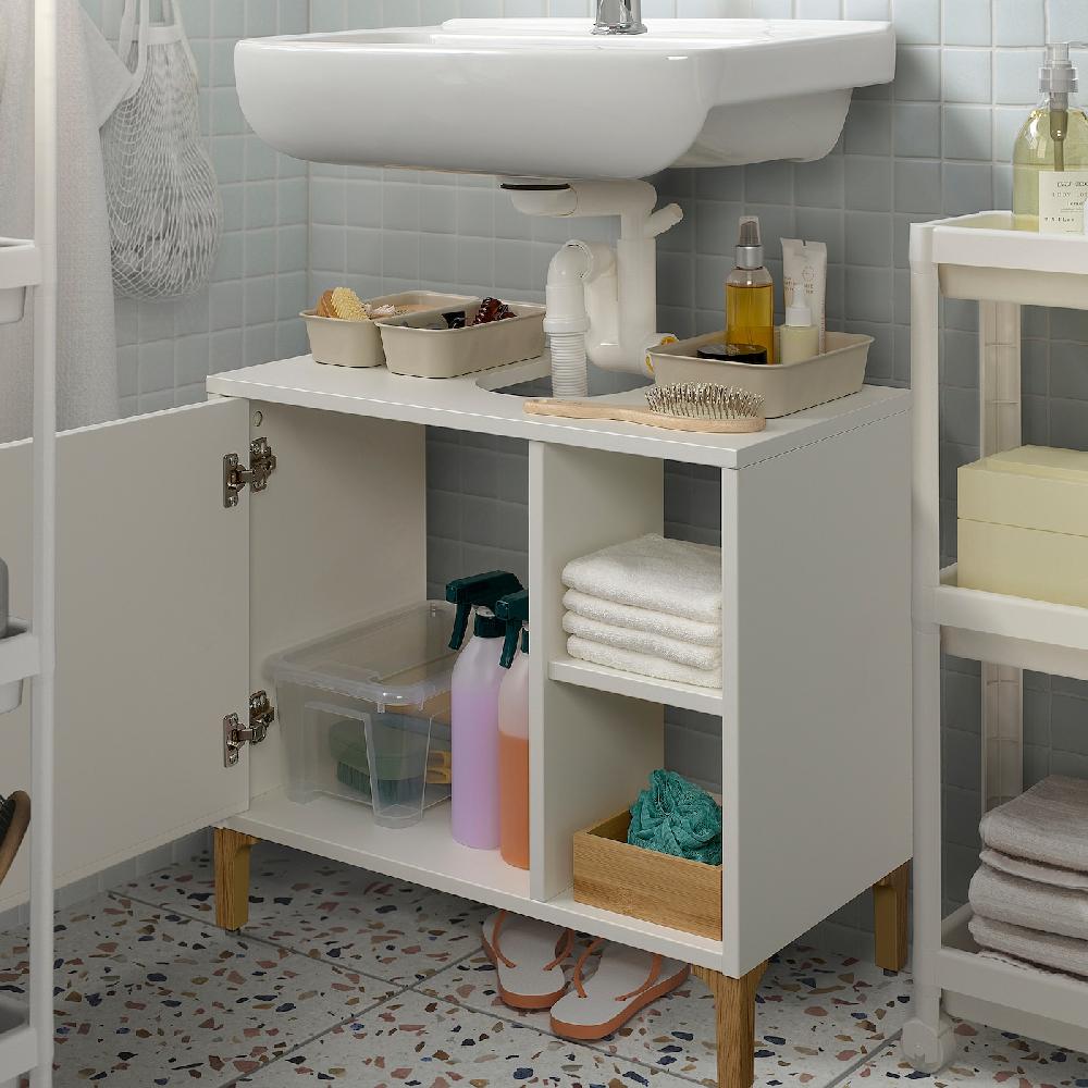 IKEA NORSÄLVEN Waschbeckenunterschrank mit Tür weiß 60x55x32 cm Auslauf