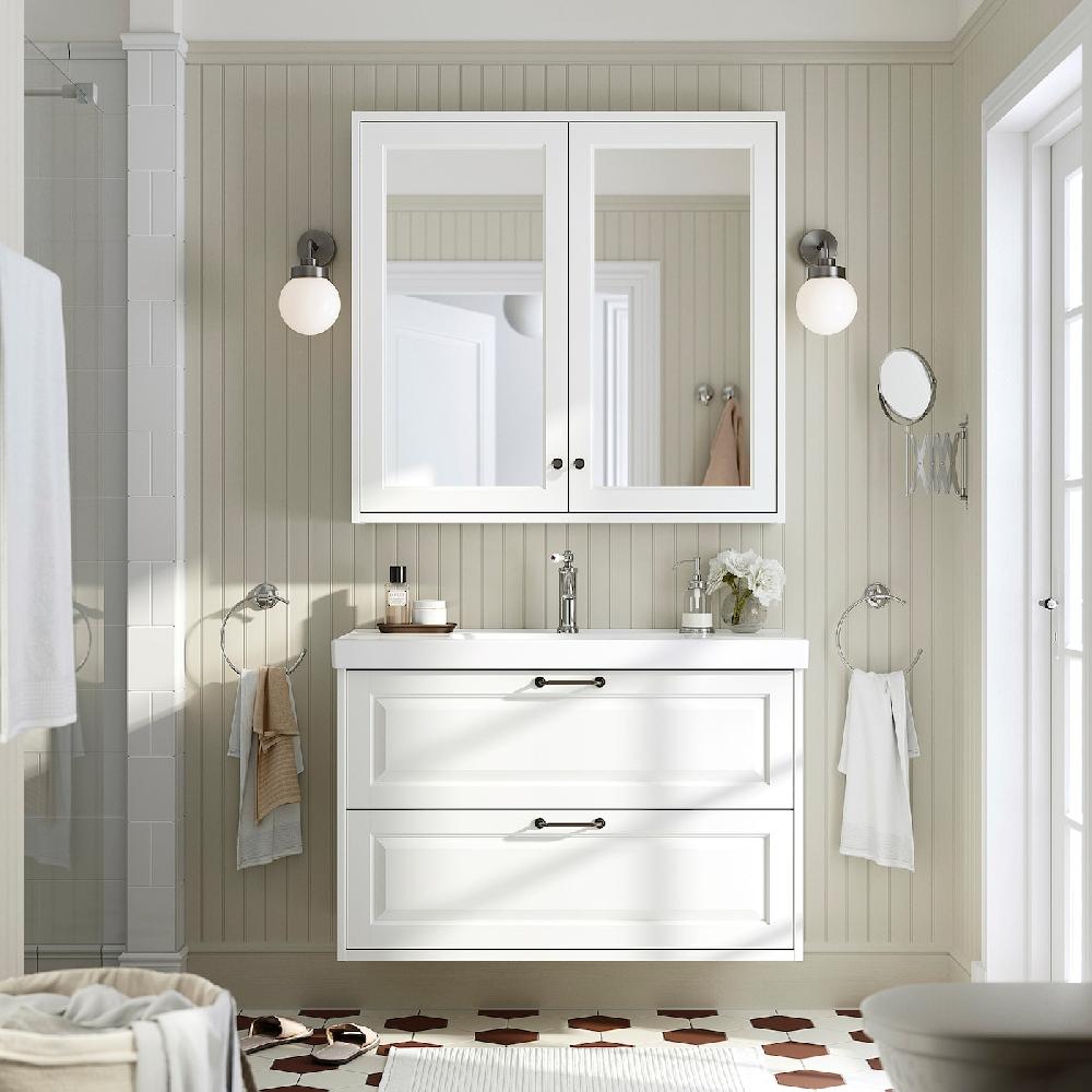 IKEA TÄNNFORSEN / ORRSJÖN Waschbschr+Schubladen/Waschb/Mibatt weiß 102x49x69 cm Angebote