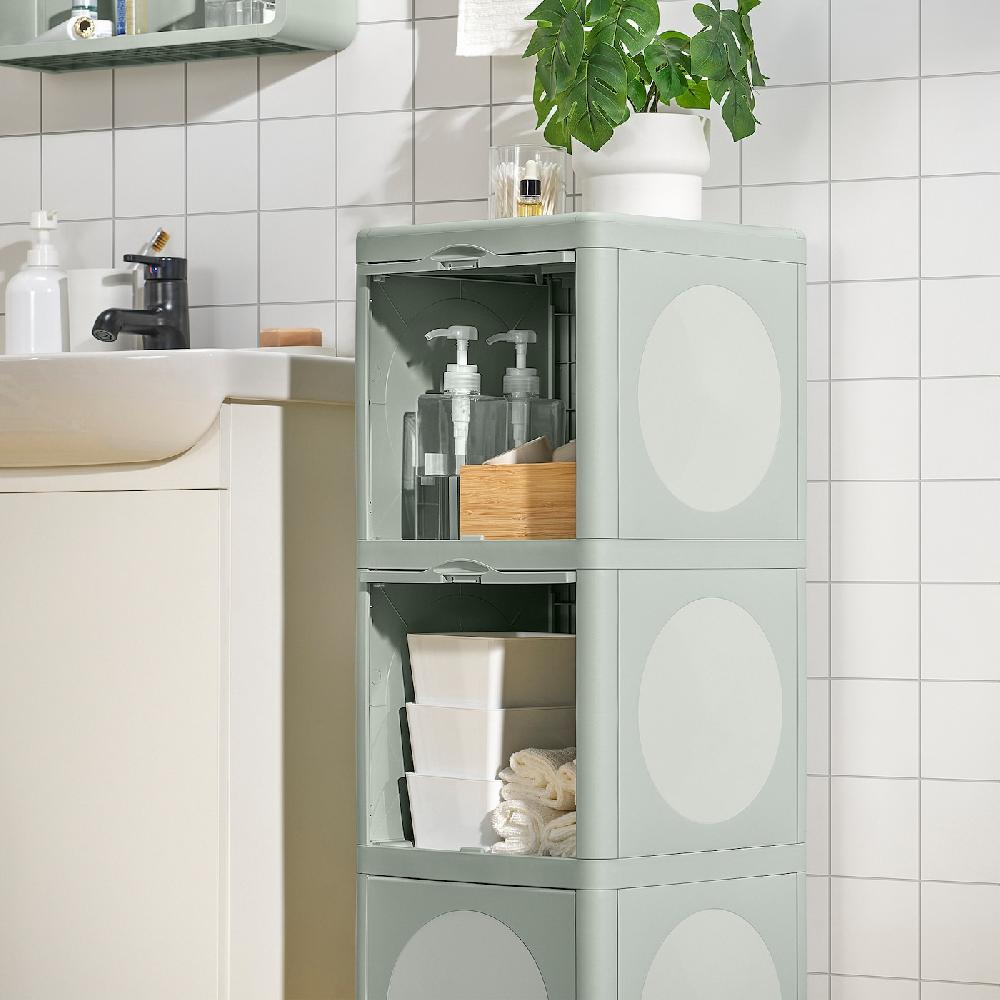 IKEA IVÖSJÖN Schrank mit Türen grün 33x34x99 cm im Angebot