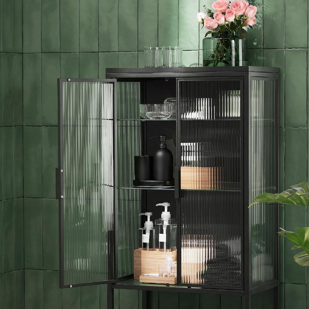 IKEA MOSSJÖN Vitrine 2-türig anthrazit 60x34x146 cm Fabrikpreis