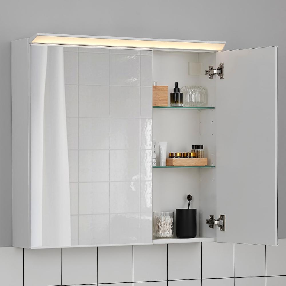 IKEA TREASJÖN Spiegelschrank m. 2 Türen+int. Bel. 80x17x75 cm Cyber Monday