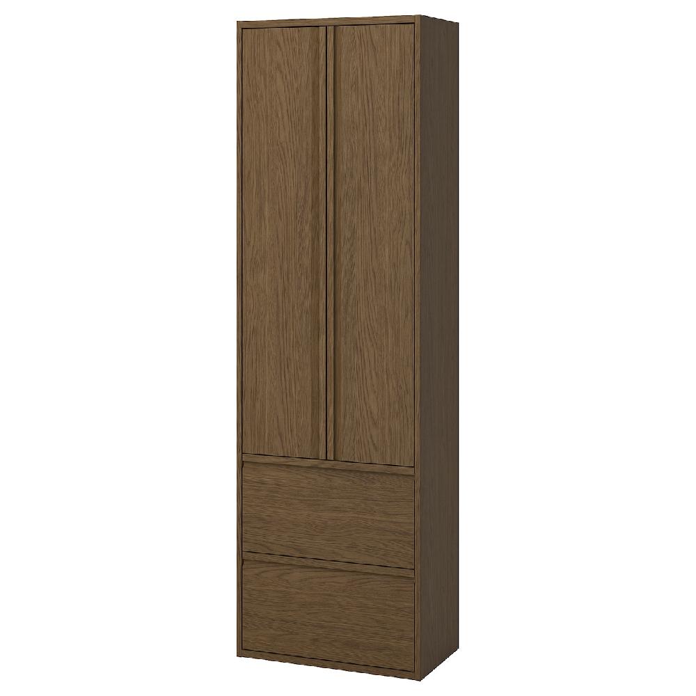 IKEA ÄNGSJÖN Hochschrank mit Türen/Schubladen braun Eichenachbildung 60x35x195 cm