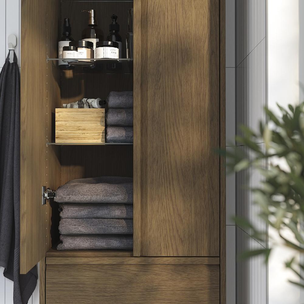 IKEA ÄNGSJÖN Hochschrank mit Türen/Schubladen braun Eichenachbildung 60x35x195 cm Zeitlich begrenztes Angebot