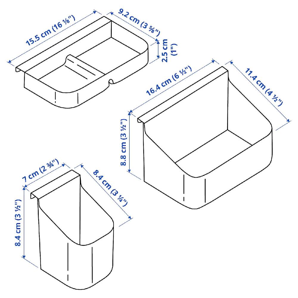 IKEA VISSLAÅN Schubladeneinsatz 3er-Set grau Räumungsverkauf