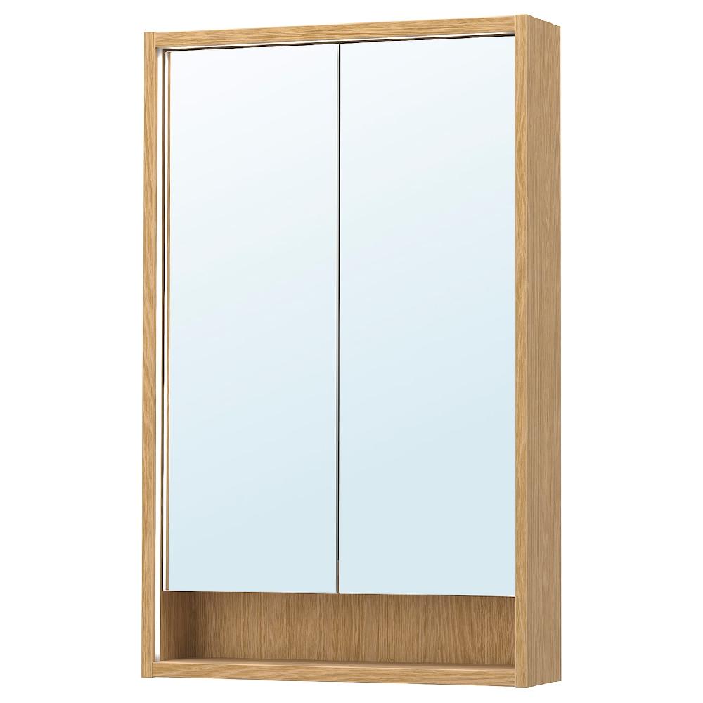 IKEA FAXÄLVEN Spiegelschrank mit Beleuchtung Eichenachbildung 60x15x95 cm