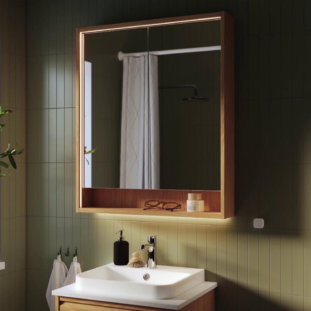 IKEA FAXÄLVEN Spiegelschrank mit Beleuchtung Eichenachbildung 60x15x95 cm Bis zu 50% Rabatt