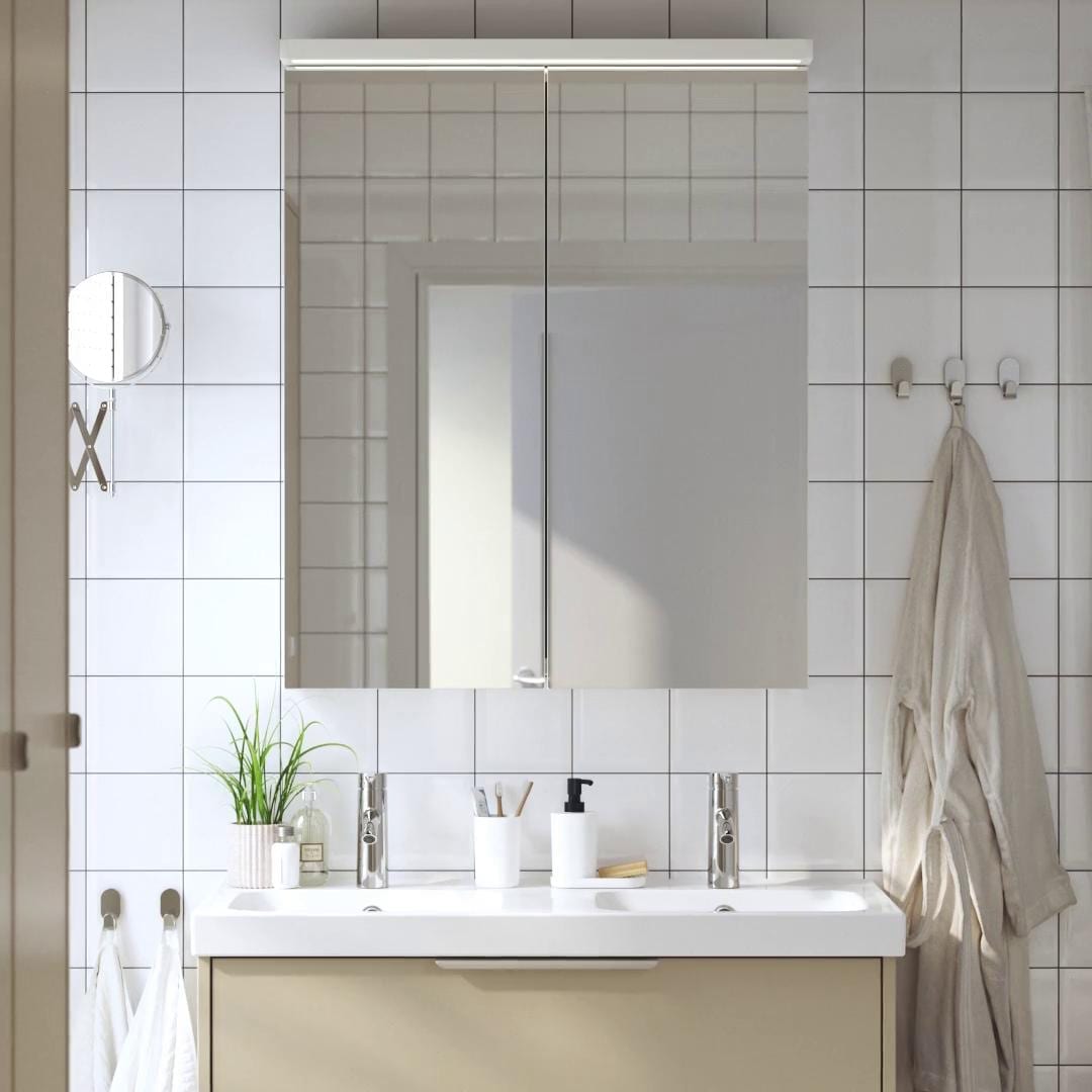 IKEA LETTAN Spiegelschrank mit Türen Spiegeleffekt/Spiegelglas 60x15x95 cm Sonderangebot der Fabrik