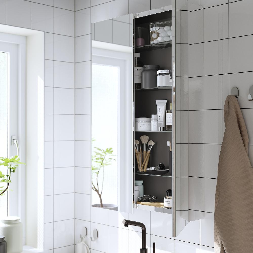 IKEA LETTAN Spiegelschrank mit Türen Spiegeleffekt/Spiegelglas 60x15x95 cm Sonderangebot der Fabrik