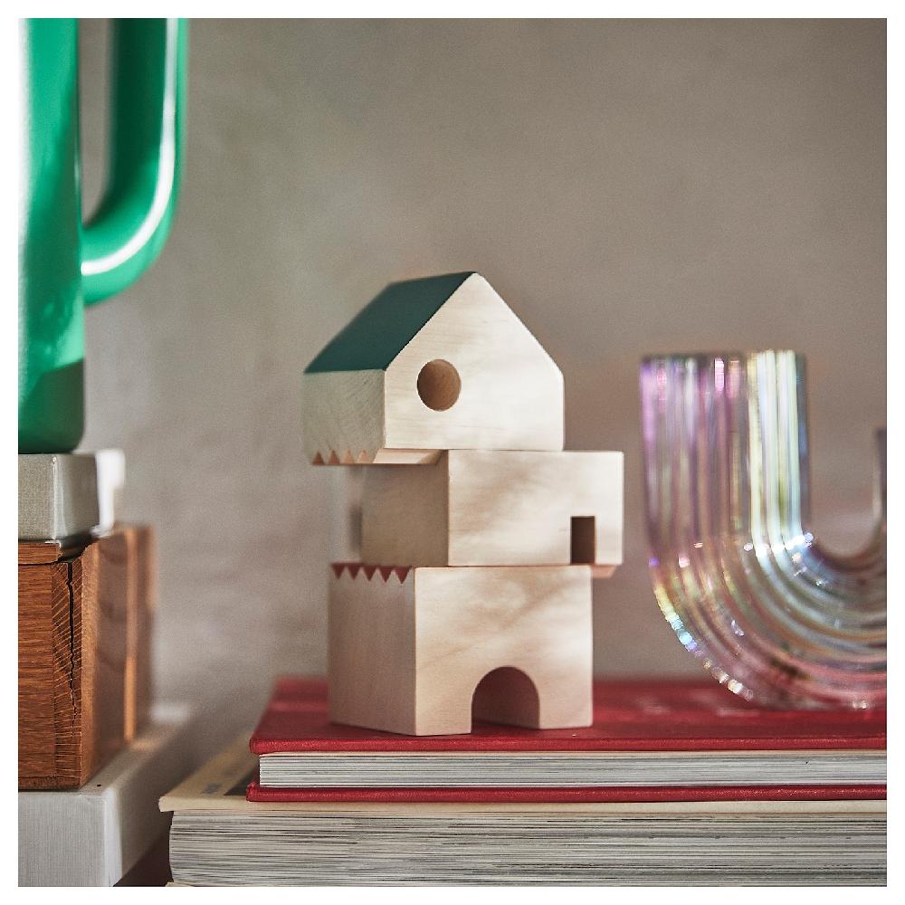 IKEA FÄLTLÖNN Dekoration Haus 3er-Set Massivholz/bunt Zeitlich begrenztes Angebot