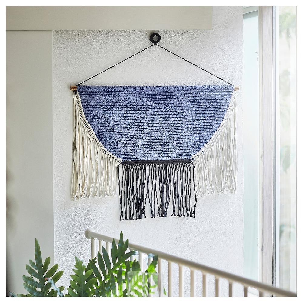 IKEA HÄNGALM Wandteppich beige schwarz/hell lilablau 85x60 cm Exklusive Angebote