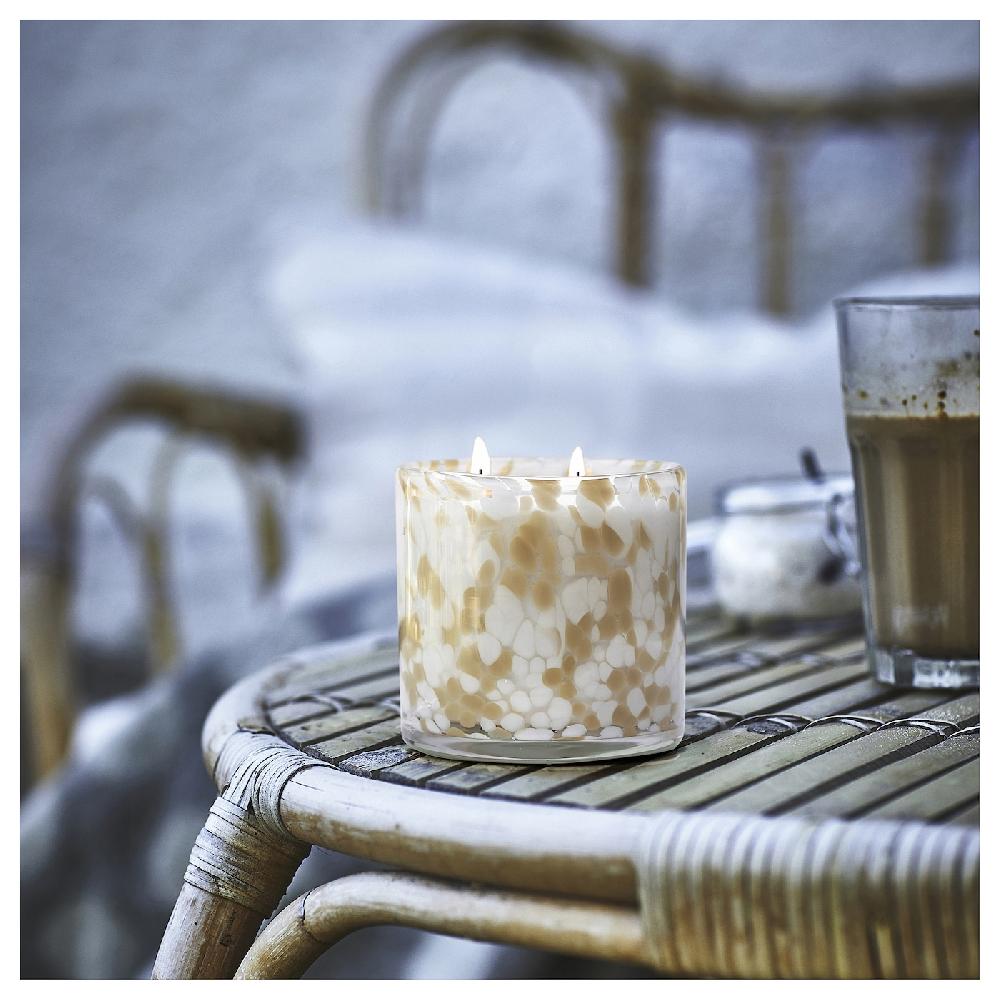 IKEA JÄMLIK Duftkerze im Glas 2 Dochte Vanille/helles Graubeige 50 Std Tägliche Deals