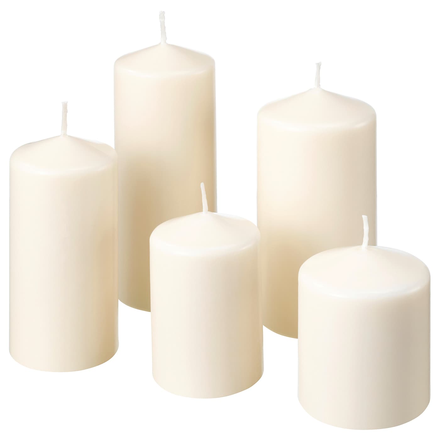 IKEA FENOMEN Blockkerze duftneutral 5er-Set naturfarben
