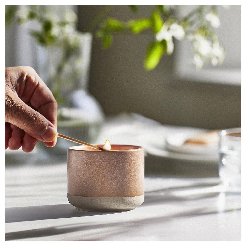 IKEA LUGNARE Duftkerze im Keramikglas Jasmin/rosa 25 Std Riesige Ersparnisse