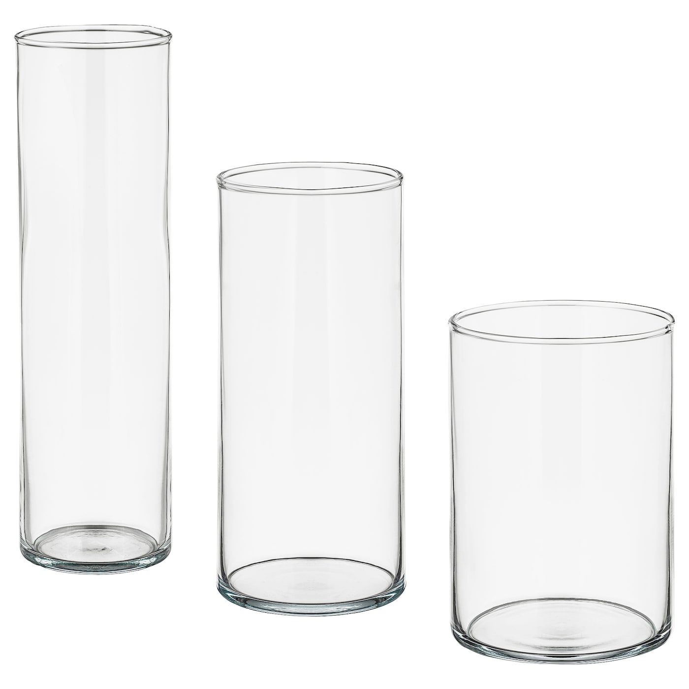IKEA CYLINDER Vase 3er-Set Klarglas Kostenlose Rückgabe