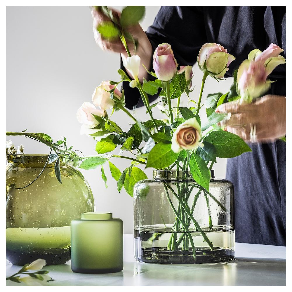 IKEA KONSTFULL Vase grünbraun 16 cm Nur für heute