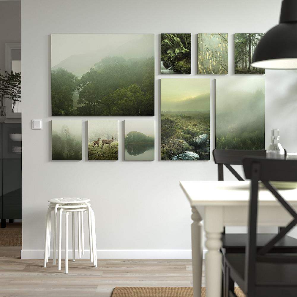 IKEA PJÄTTERYD Bild 9er-Set Nebel im Wald 179x112 cm Jubiläumsangebot
