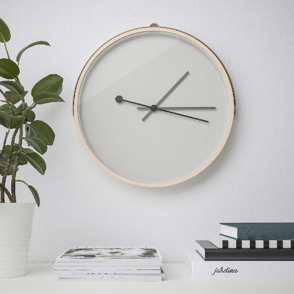 IKEA ROTBLÖTA Wanduhr Eschenfurnier/hellgrau 42 cm Discount Store für neue Produkte