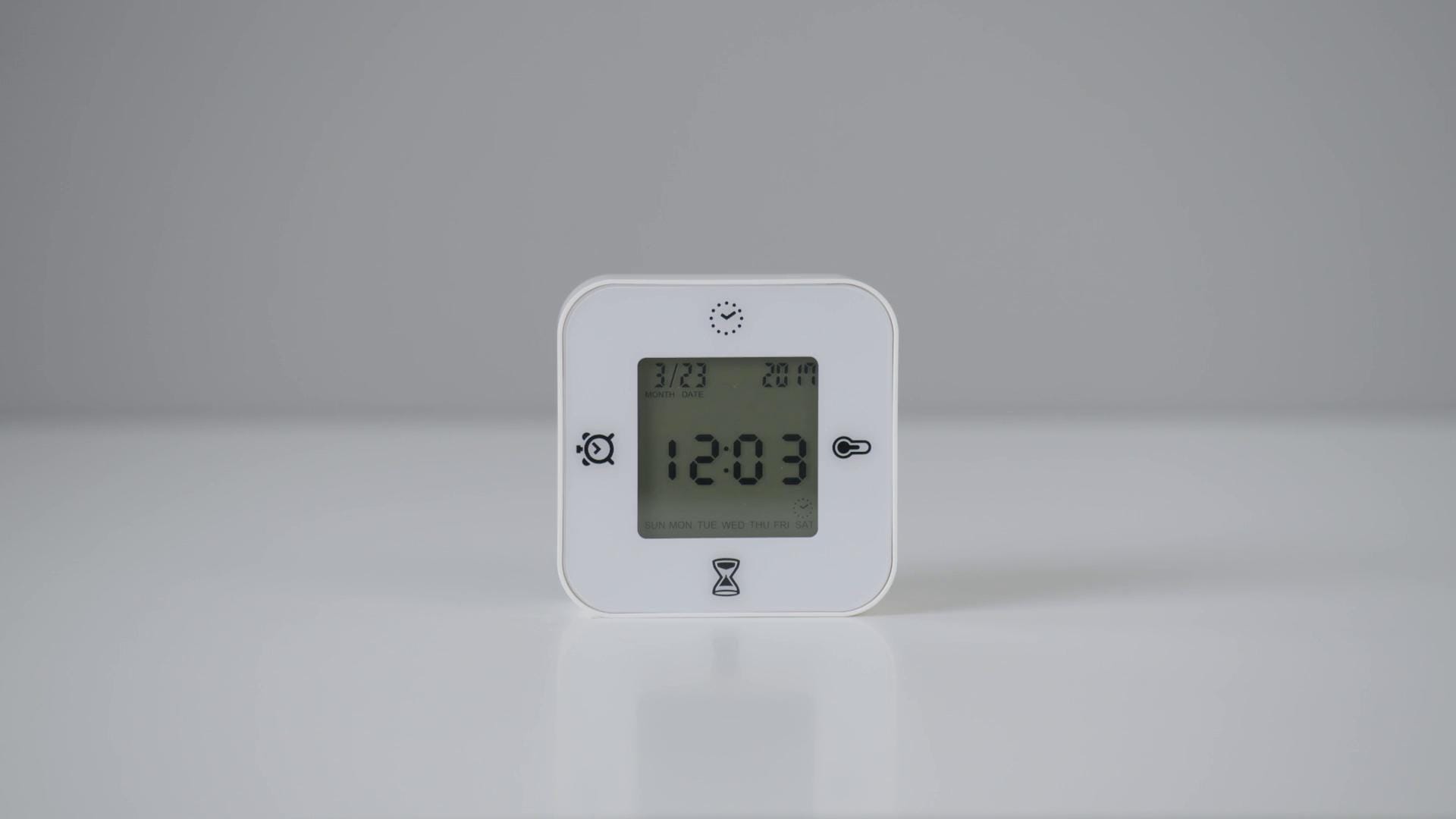 IKEA KLOCKIS Uhr/Thermometer/Wecker/Timer weiß 7x7 cm Super Rabatt