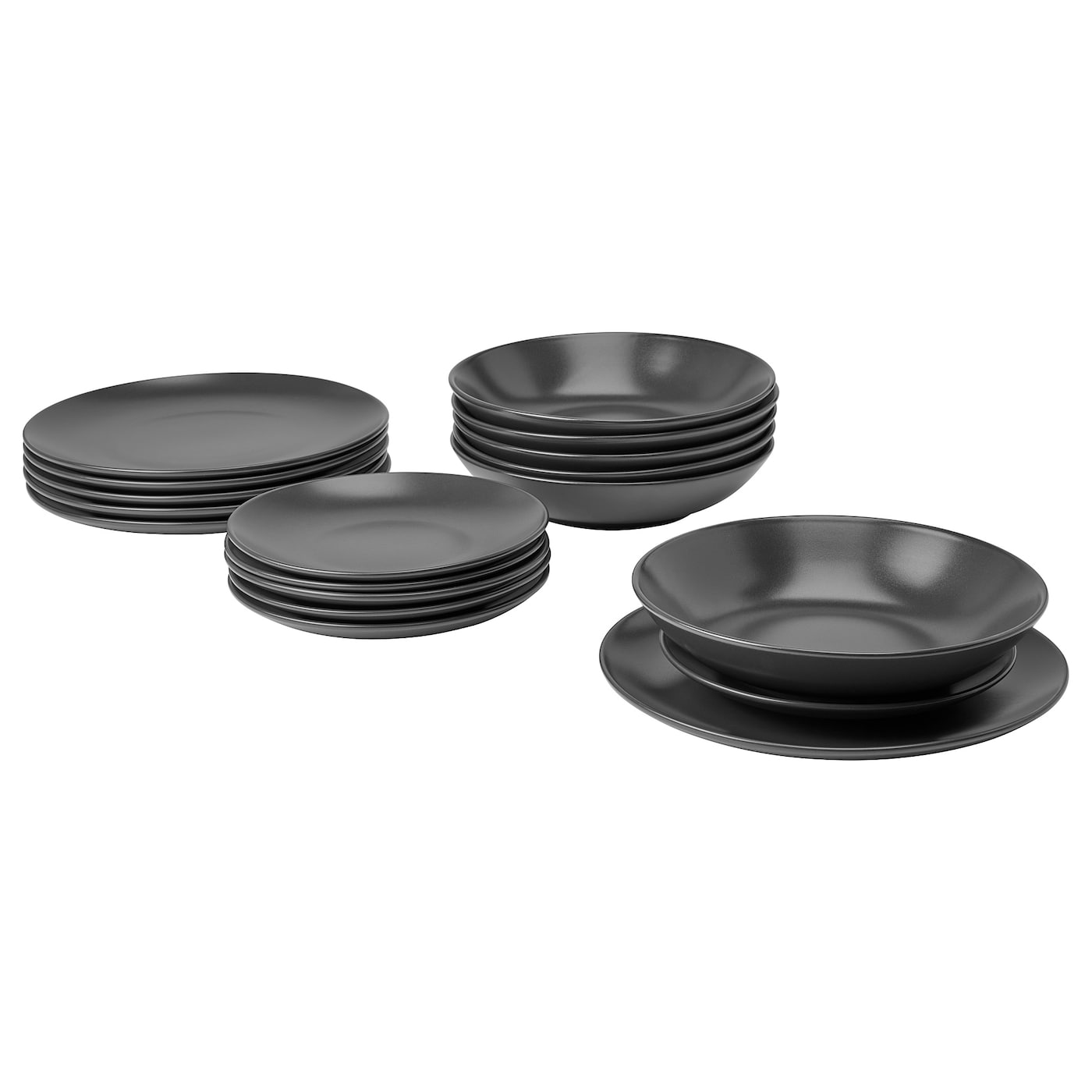 IKEA FÄRGKLAR Service 18-tlg. mattiert dunkelgrau