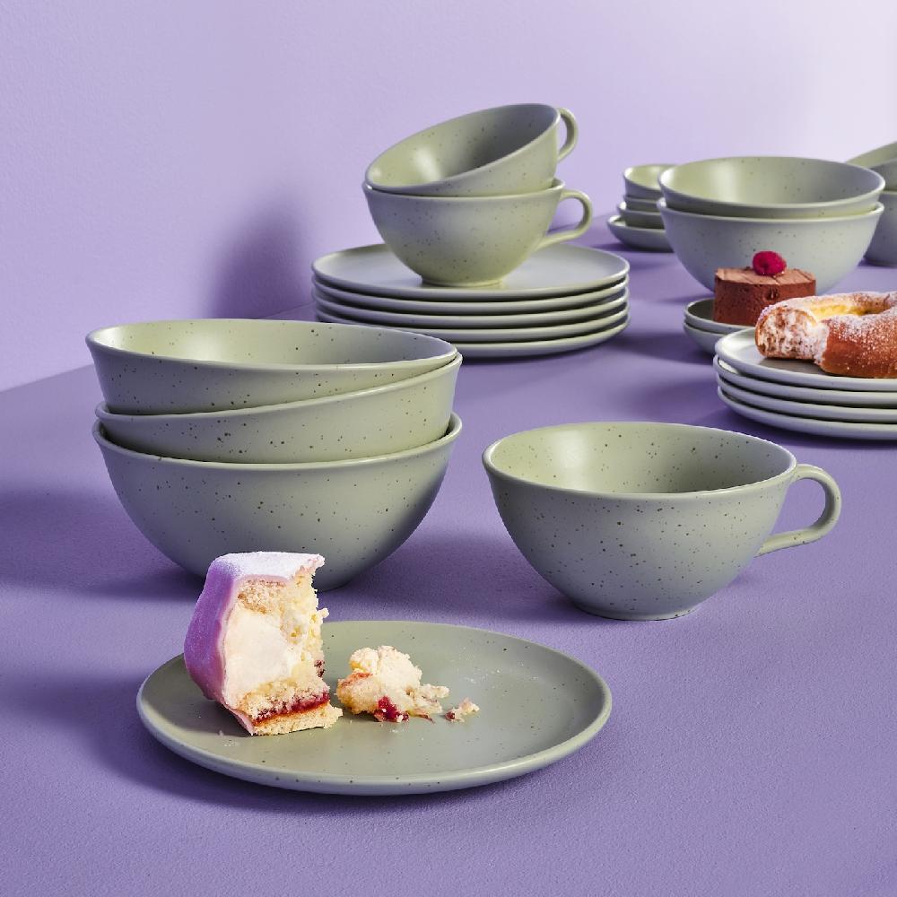 IKEA MOSSMAL Dessertteller Punkte/hellgrün 18 cm im Angebot