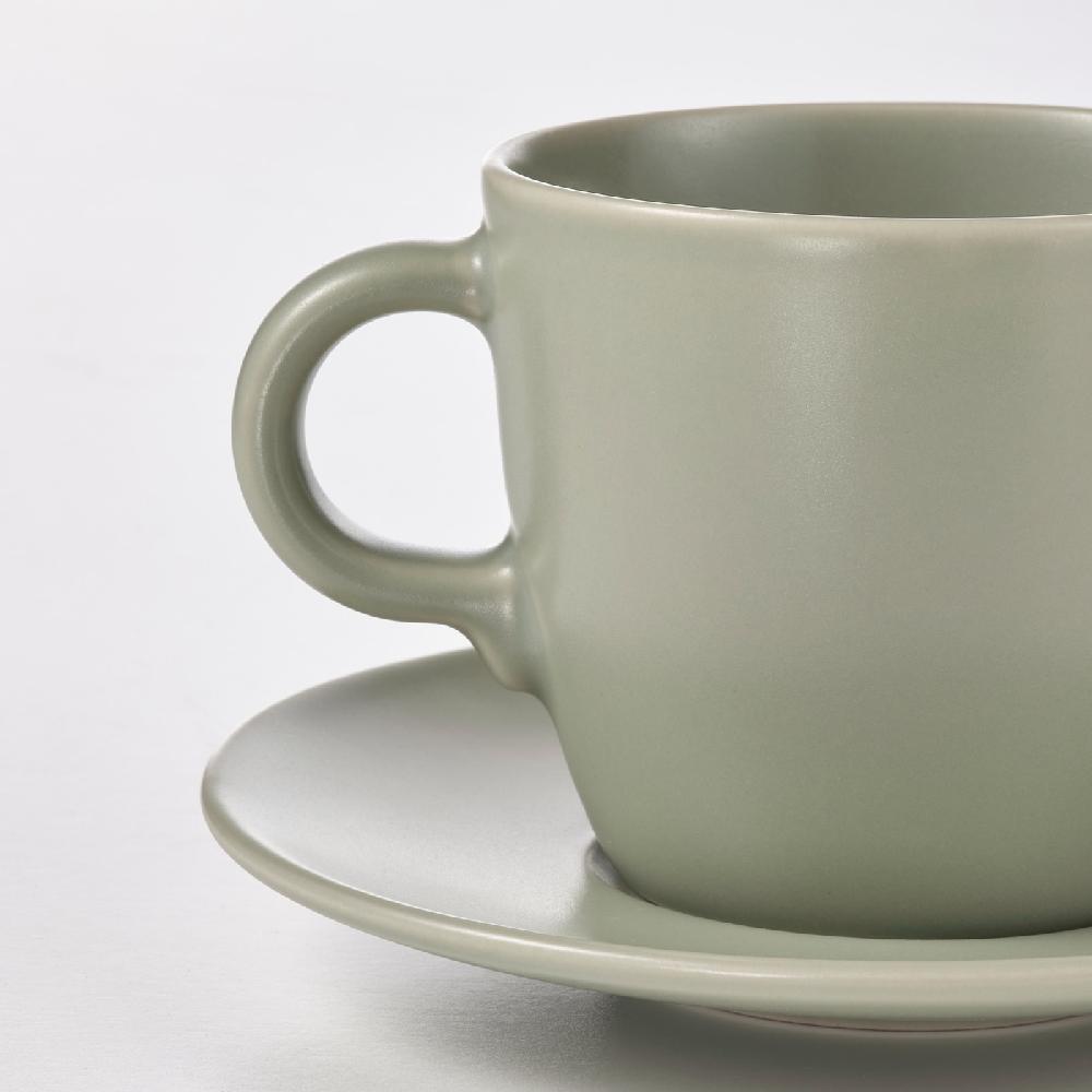 IKEA FÄRGKLAR Tasse mit Untertasse mattiert grün 25 cl Fabrik Onlineshop