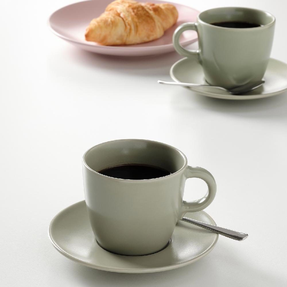 IKEA FÄRGKLAR Tasse mit Untertasse mattiert grün 25 cl Fabrik Onlineshop