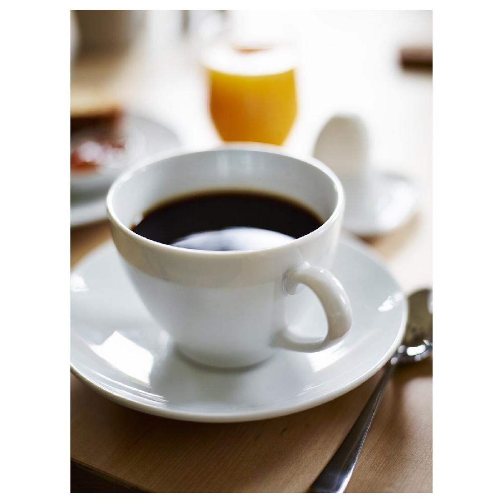 IKEA VÄRDERA Kaffeetasse und Untertasse weiß 20 cl Günstig kaufen