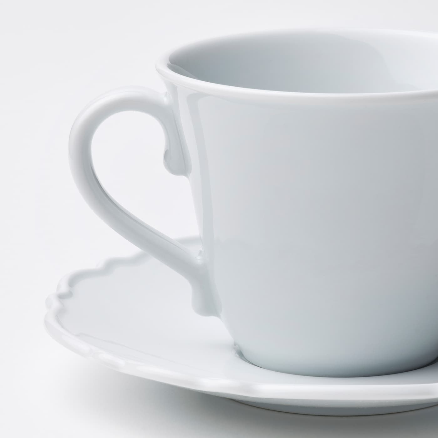 IKEA UPPLAGA Tasse mit Untertasse weiß 23 cl Flash Sale