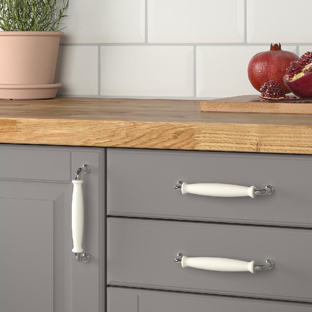 IKEA KLINGSTORP Griff elfenbeinweiß/verchromt 141 mm VIP-Rabatte