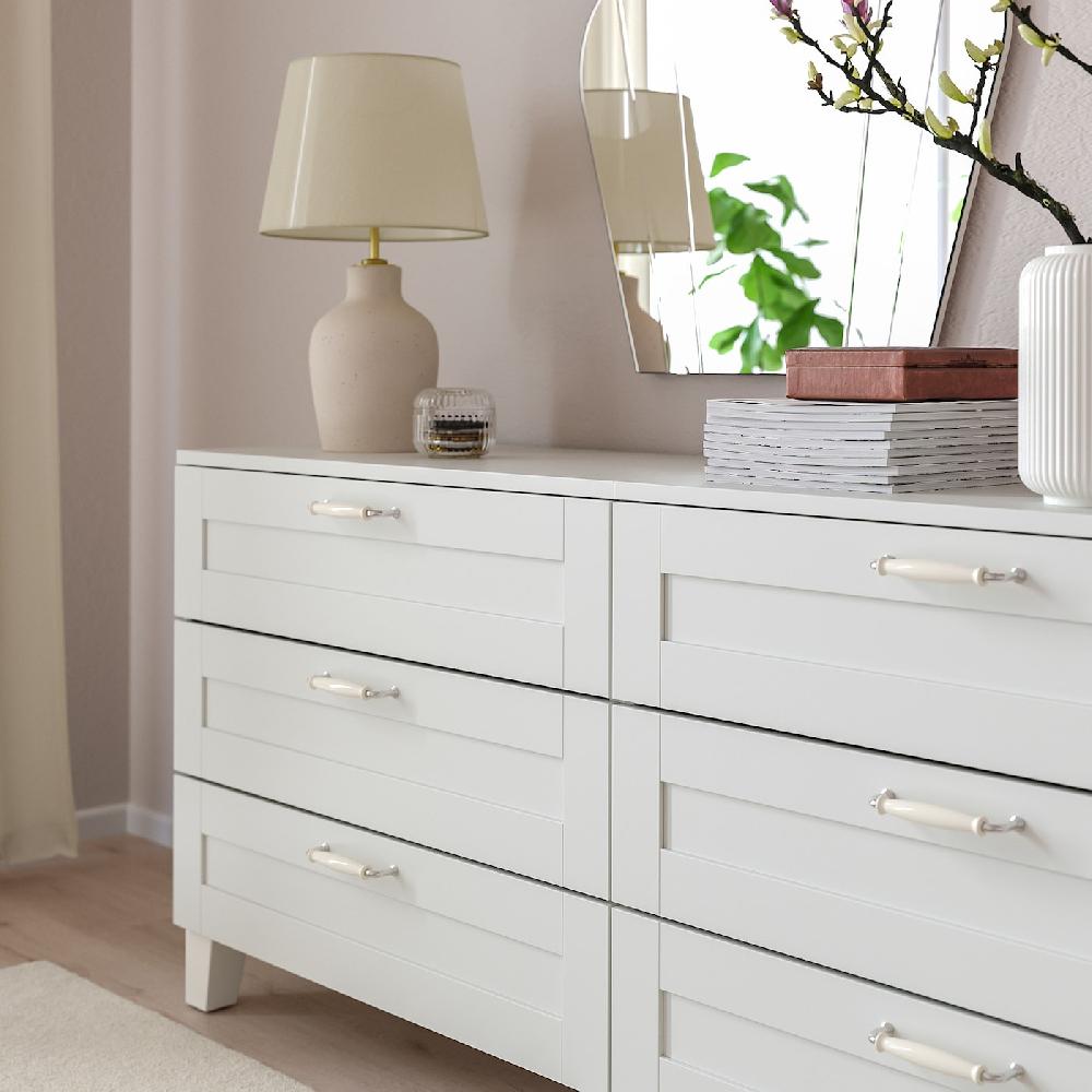 IKEA KLINGSTORP Griff elfenbeinweiß/verchromt 141 mm VIP-Rabatte