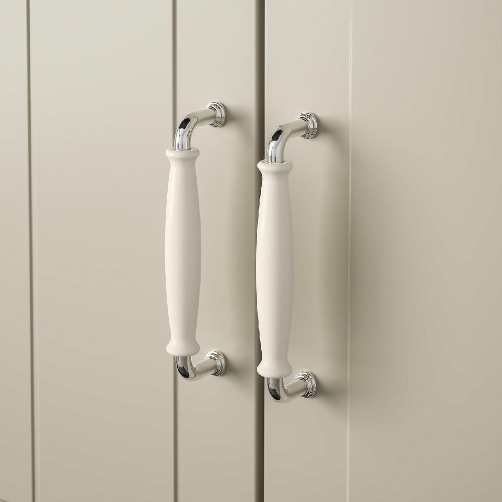 IKEA KLINGSTORP Griff elfenbeinweiß/verchromt 141 mm VIP-Rabatte