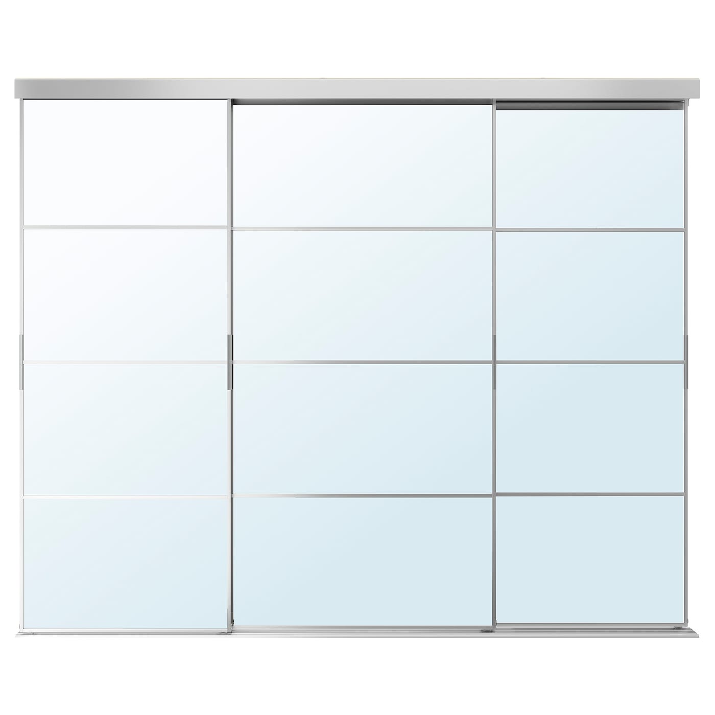 IKEA SKYTTA / AULI Schiebetür-Kombination Aluminium/Spiegelglas 251x205 cm