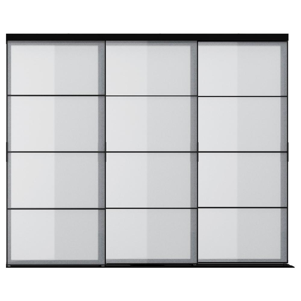 IKEA SKYTTA / SVARTISDAL Schiebetür-Kombination schwarz/weiß Papiereffekt 301x240 cm Preisnachlass