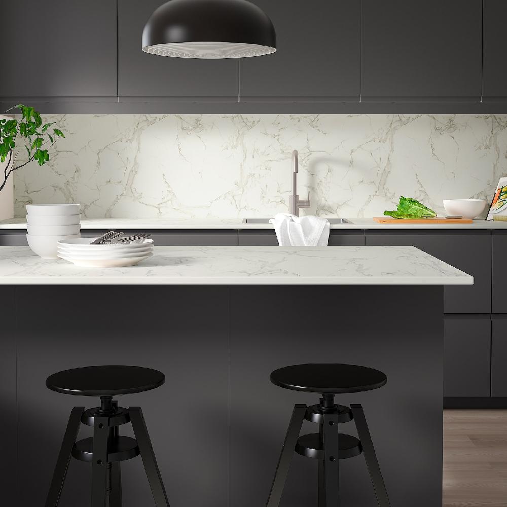 IKEA RUNSBÄCK Wandpaneel maßgefertigt matt weiß/marmoriert Porzellankomposit 1 m²x1.2 cm Nur für heute