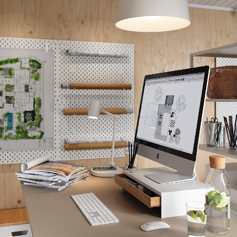 IKEA ELLOVEN Monitorerhöhung mit Schublade weiß Sonderangebot