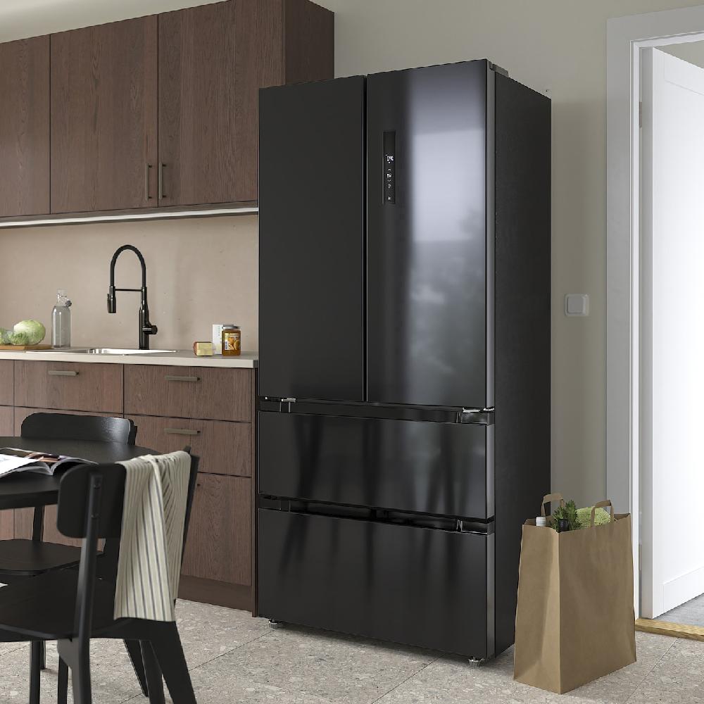 IKEA RIBBENÅS Kühl-/Gefrierschrank doppeltürig IKEA 700 frei stehend/schwarz Edelstahl 347/169 l Zeitlich begrenztes Angebot