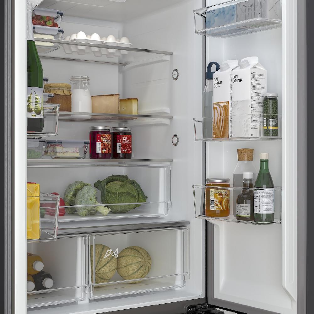 IKEA RIBBENÅS Kühl-/Gefrierschrank doppeltürig IKEA 700 frei stehend/schwarz Edelstahl 347/169 l Zeitlich begrenztes Angebot