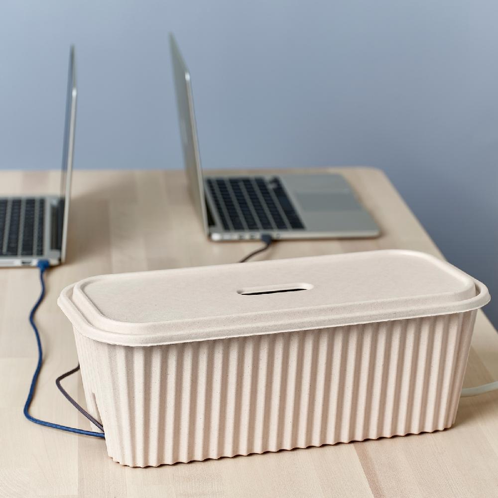 IKEA HÖNSNÄT Ladestation mit Kabelaufbewahrung naturfarben 38x18x14 cm zollfrei