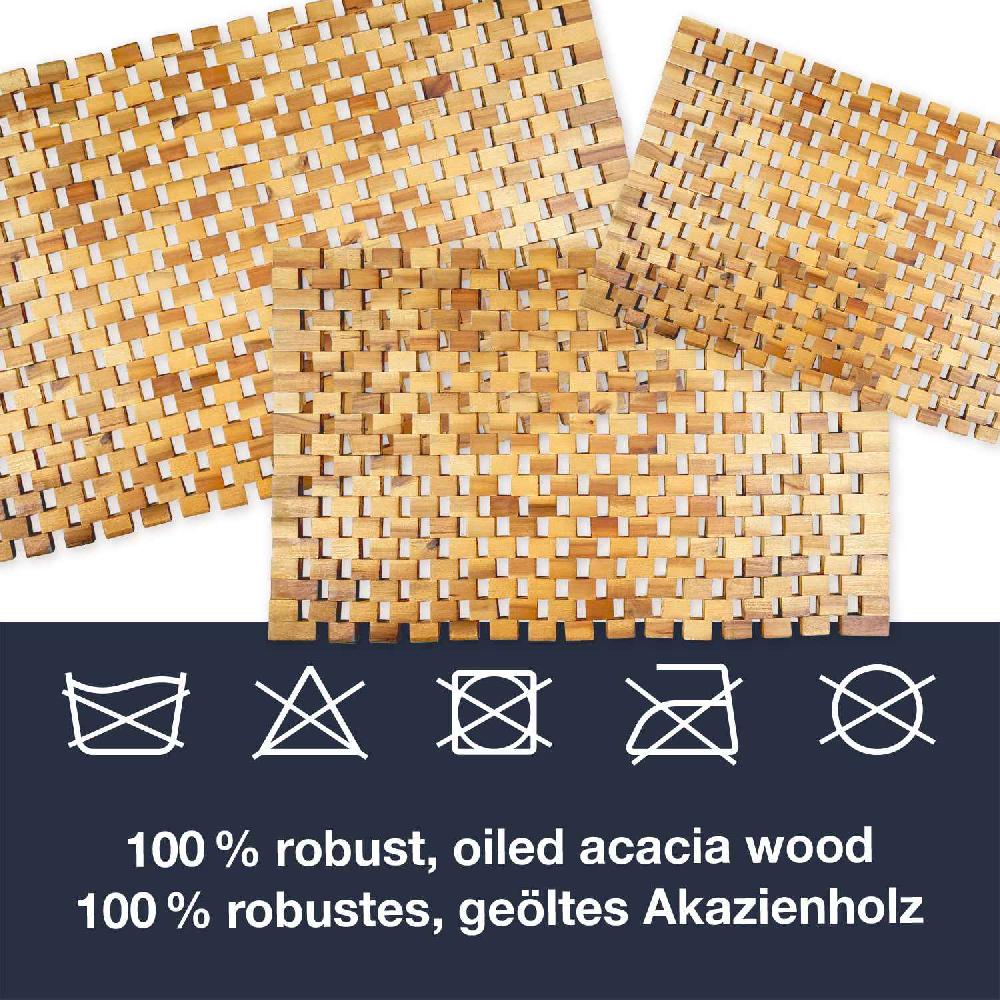 wohndirekt Akazienholz Badematte • in 3 Größen • mit Gummistopper Begrenztes Angebot