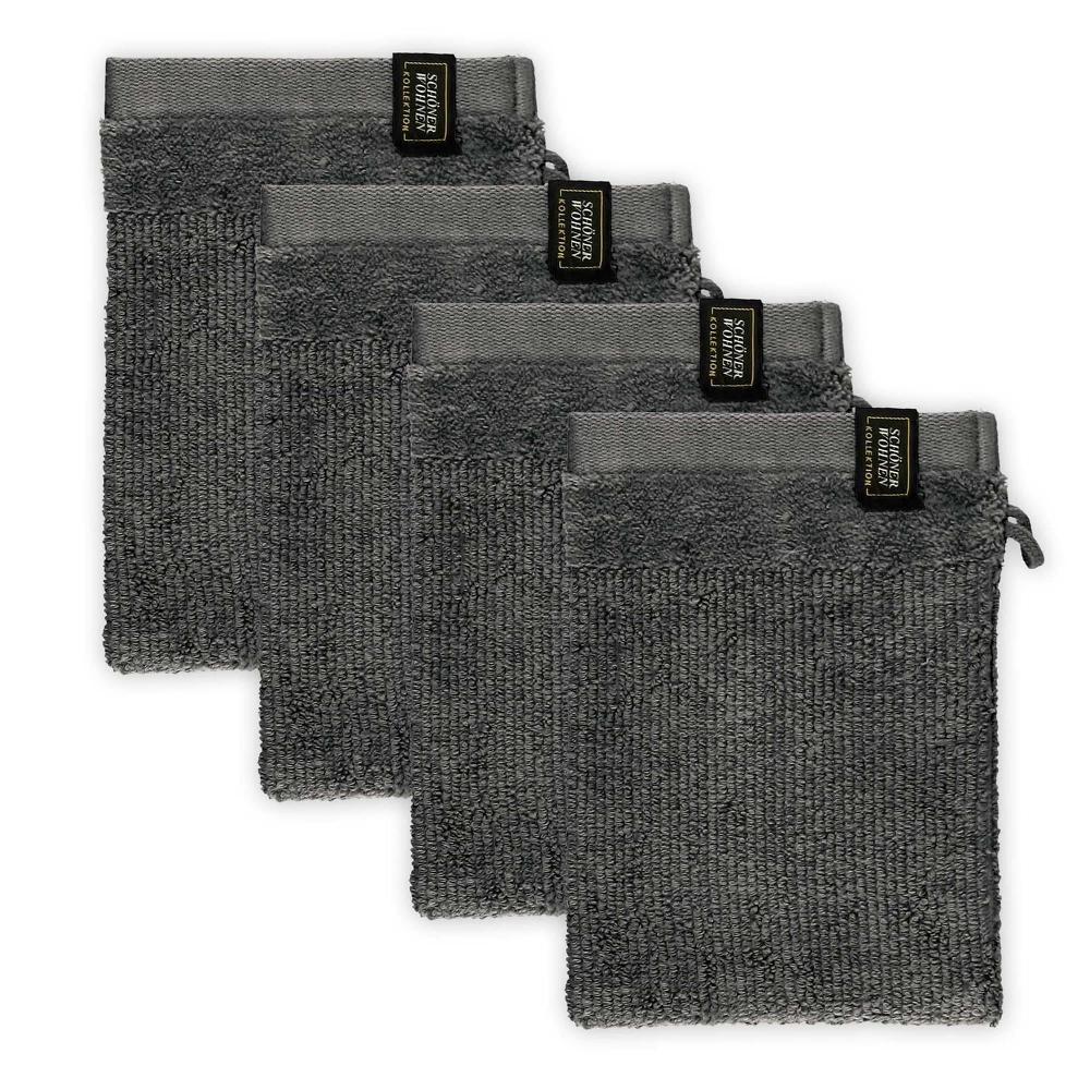 wohndirekt Waschhandschuh 4er Set mit Velourborte 16 x 21 cm Zeitbegrenzte Promotion