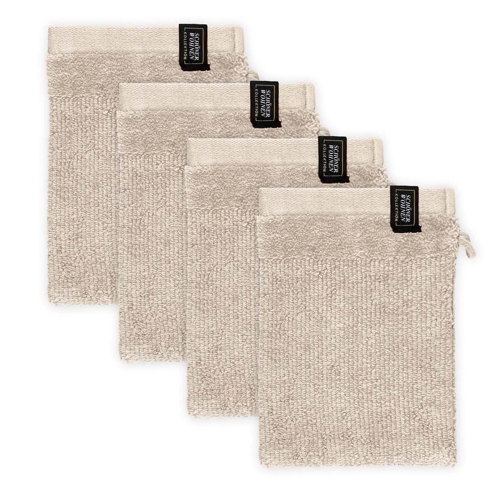 wohndirekt Waschhandschuh 4er Set mit Velourborte 16 x 21 cm Zeitbegrenzte Promotion