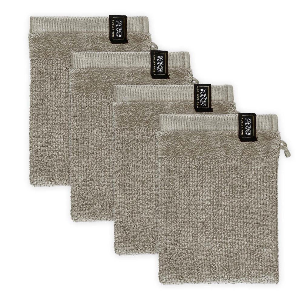 wohndirekt Waschhandschuh 4er Set mit Velourborte 16 x 21 cm Zeitbegrenzte Promotion