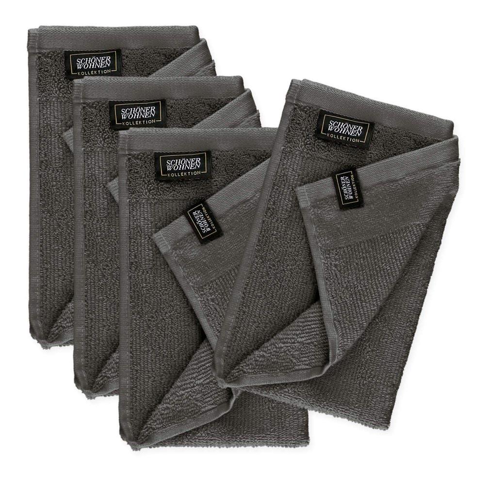 wohndirekt Gästehandtuch 4er Set mit Velourborte 30 x 50 cm Discount Store für neue Produkte