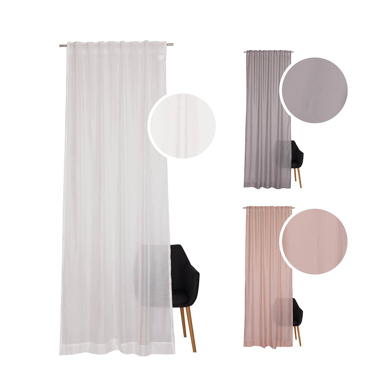 wohndirekt gewebter Fertigvorhang Solid • mit verdecktem Schlaufenband • halbtransparent Lagerräumung