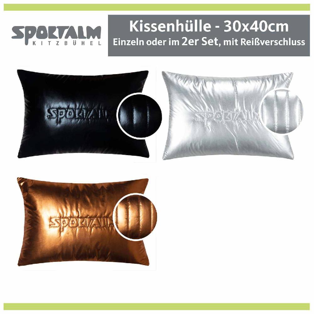 wohndirekt Wattierde Zierkissenhülle • abgesteppter Schriftzug • Skijackenoptik • 30 x 40 cm Online Outlet