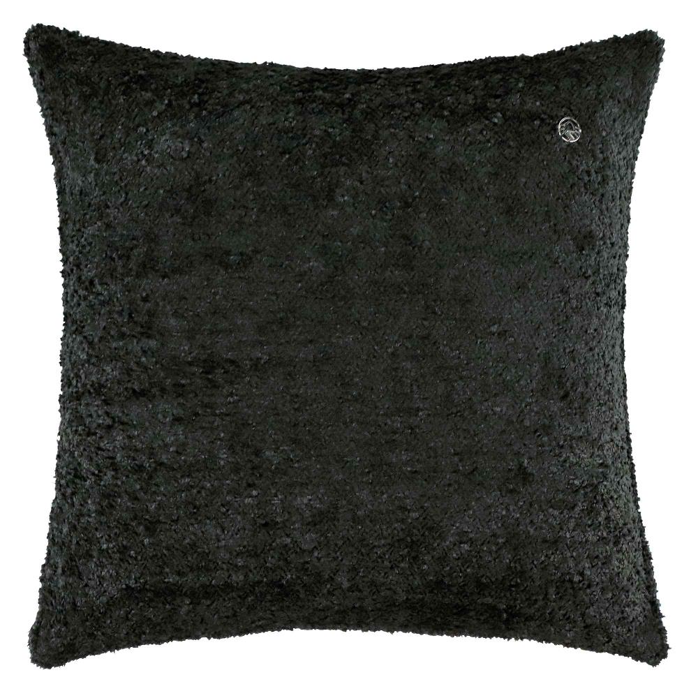 wohndirekt Stilvolle Bouclé-Zierkissenhülle mit Paspel und silbernem Signet 45x45cm Saisonale Angebote