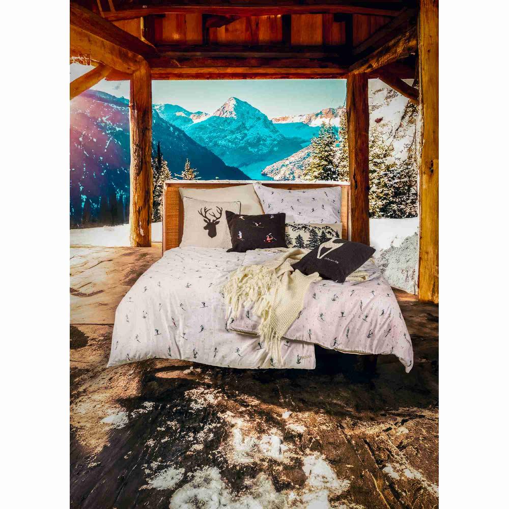 wohndirekt Sportliche Eleganz mit Satin Bettwäschegarnitur und Skifahrer-Motiv (135x200 cm 140x200 cm 155x220 cm) und Metallic-Details Tiefpreis
