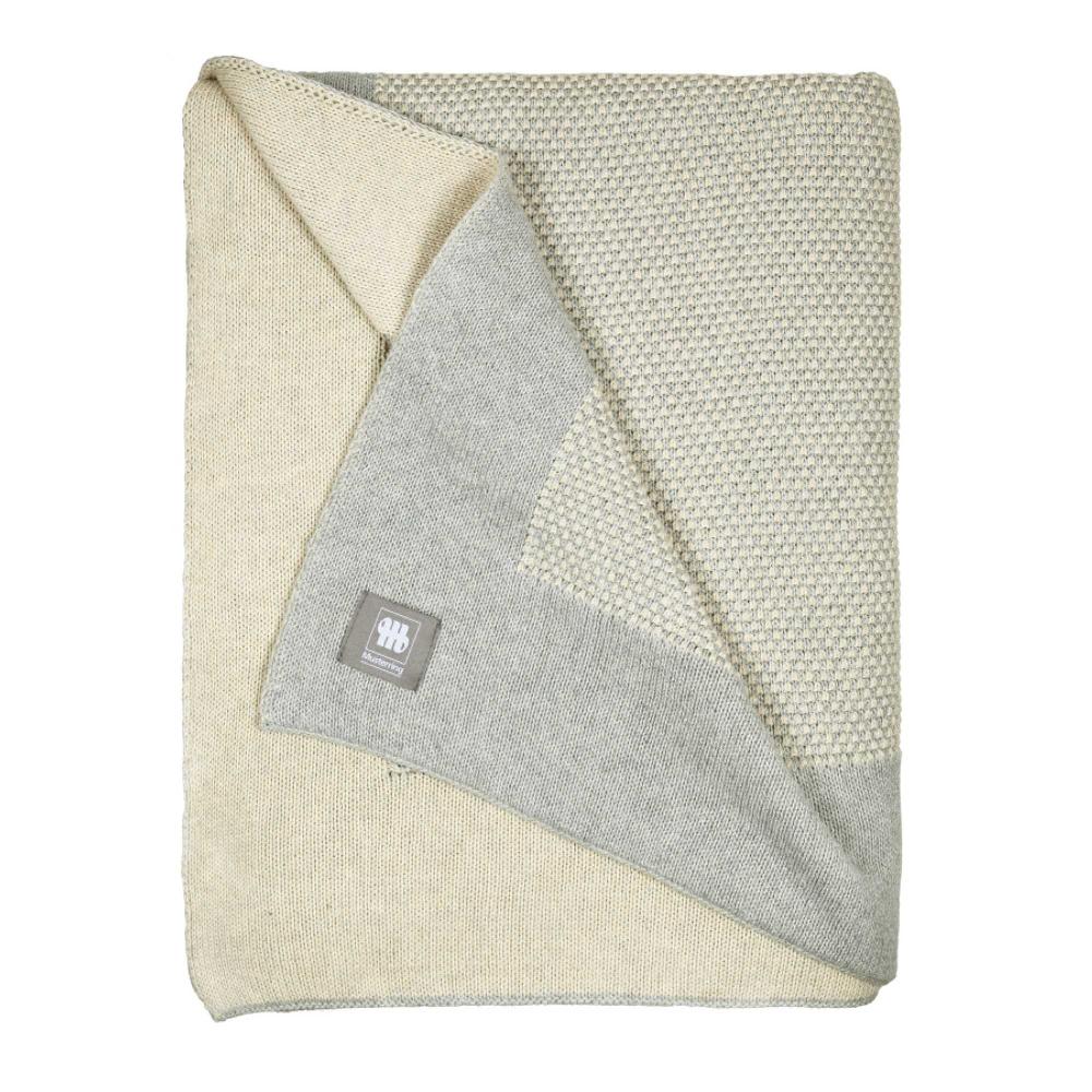 wohndirekt Gestricktes Plaid Knit mit Perlmuster und Rahmen 130x170 cm