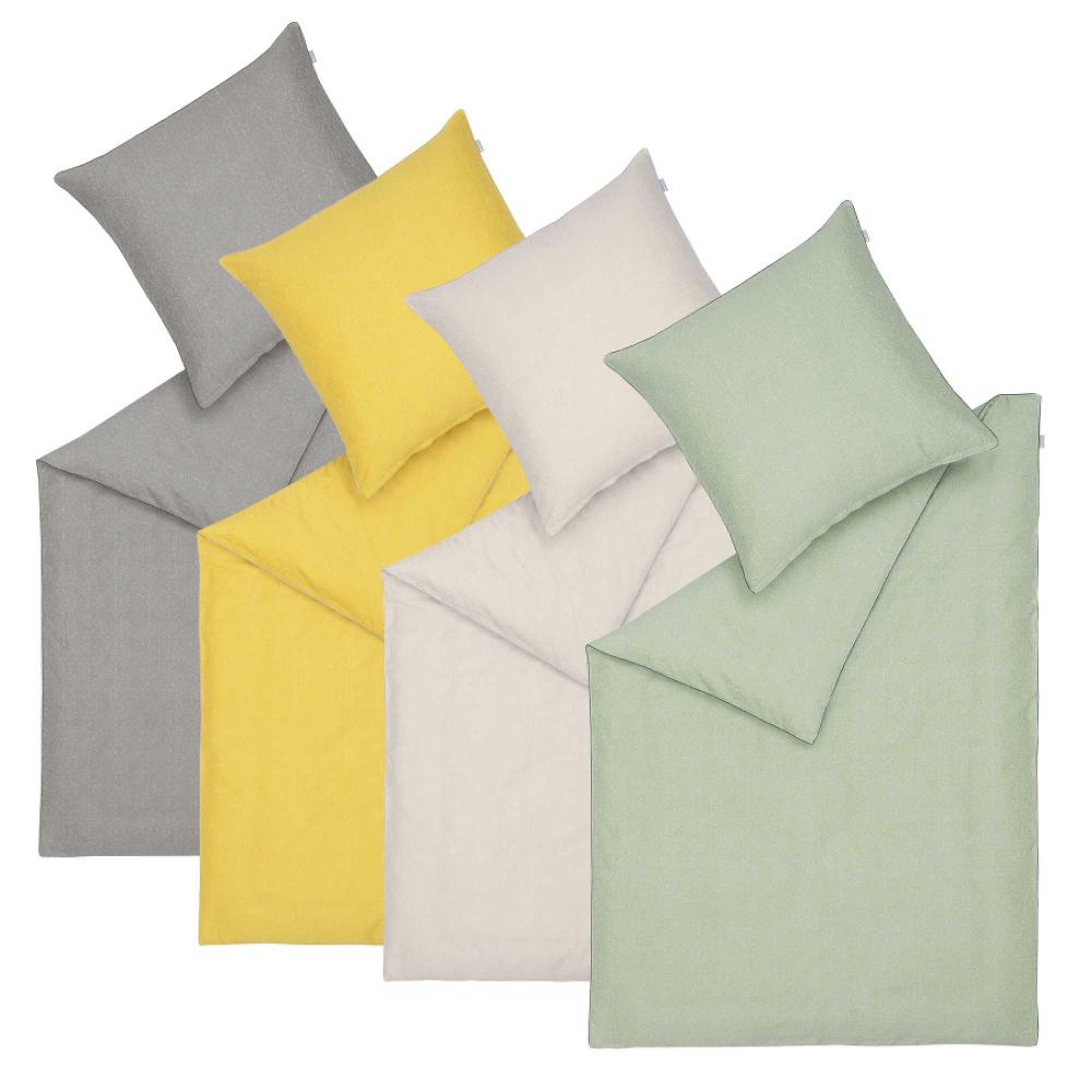 wohndirekt Satin Bettwäsche Ease mit Mini-Püncktchenmuster und Paspel